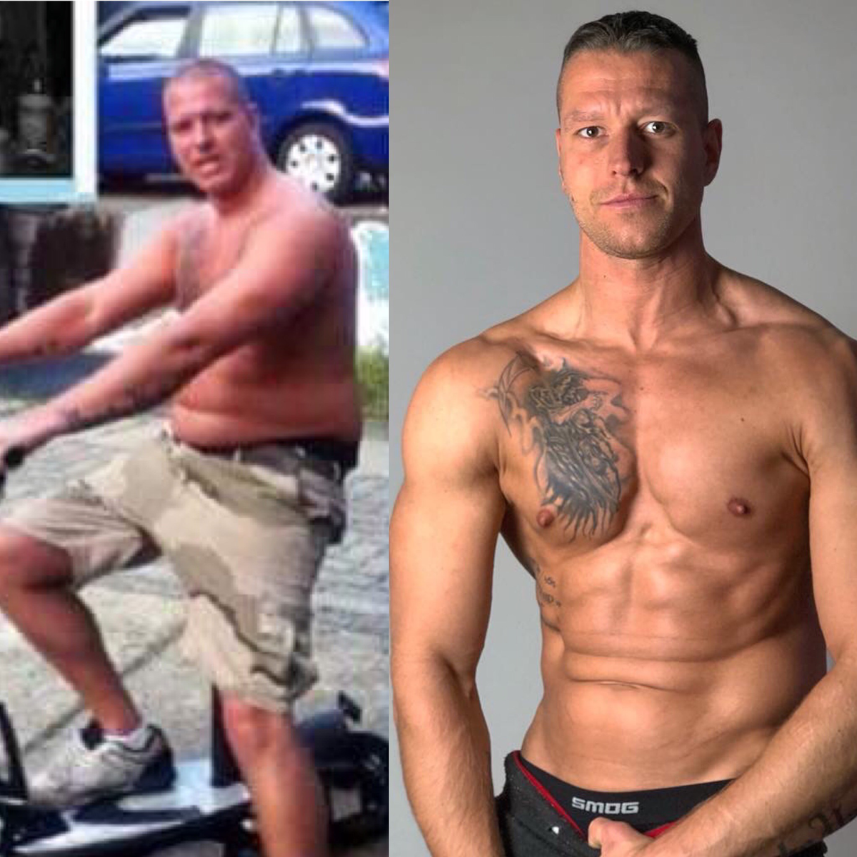 Gordon Bieling — eigene Transformation, vorher und nachher